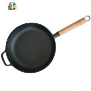 加厚铸铁平底锅煎锅炒锅牛排锅烙饼家用生铁锅无涂层煎盘 FENGHOU 20.5cm平底锅[有盖]送木铲+油刷