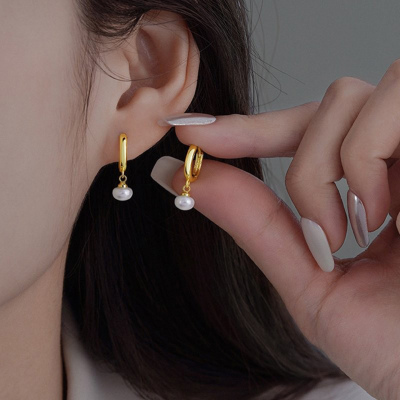 s925银针简约珍珠耳环女小众设计轻奢小众高级感耳坠时尚气质耳饰送女朋友老婆情人节七夕生日礼物