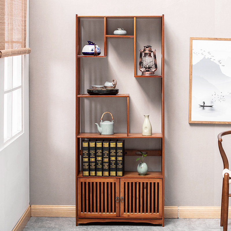 架中式木茶室置物架多层南榆闪电客木茶叶架子古董展示柜书架落地