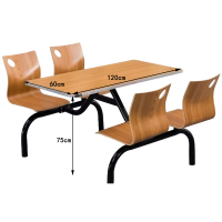 凌迪星食堂桌子120*60*75cm套