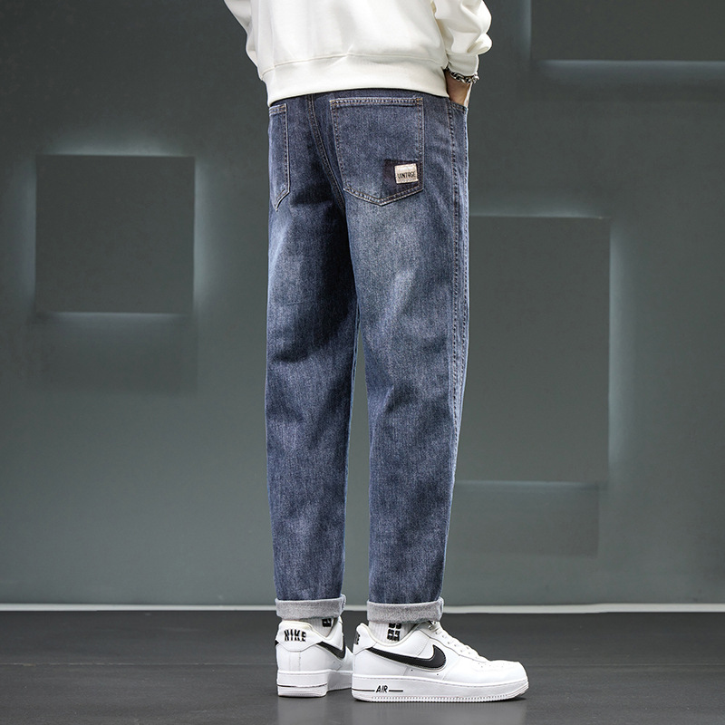 肌理感男式牛仔裤时尚百搭舒适感宽松垂坠休闲新款锥型哈伦裤男士
