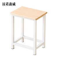 汉诺鑫威凳子培训用加厚简约方凳子学习凳子家用凳子餐凳原木纹-圆角-白架四梁