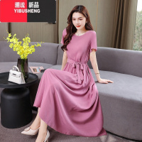 YIBUSHENG高端气质中年女士季棉绸连衣裙大码宽松显瘦妈妈装中长款裙子