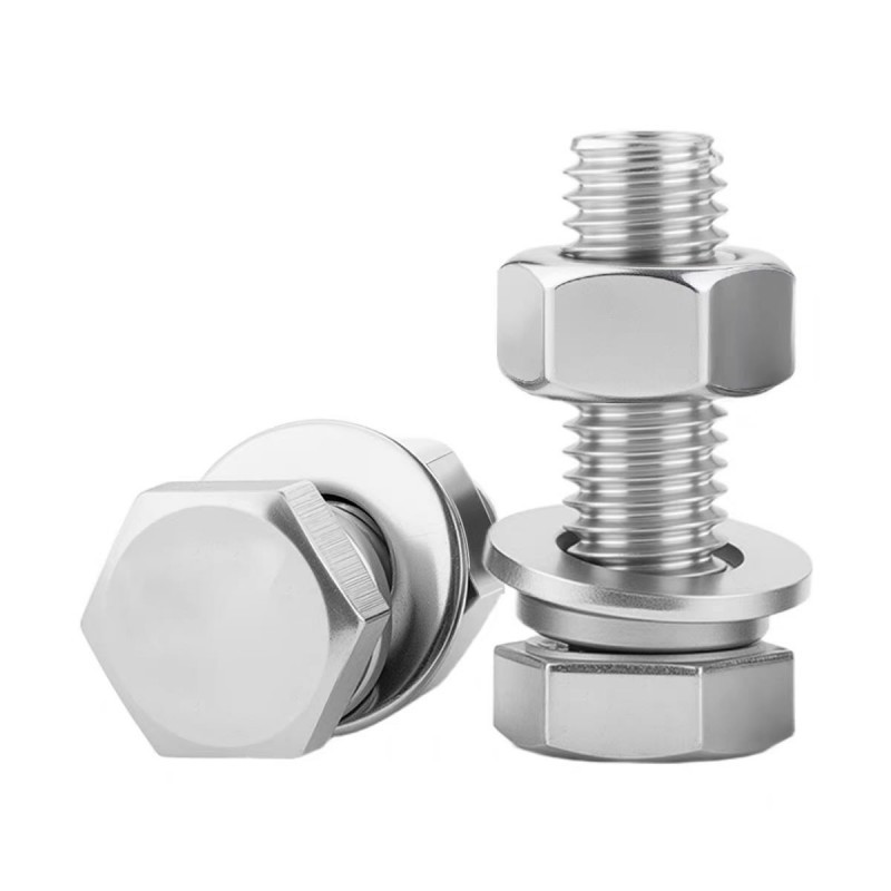 中锦科技304外六角螺丝螺母套装 (4.8级)M8*70[杆+母+平弹垫]套