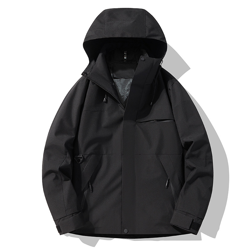 男装户外冲锋衣男女同款防水防风登山服工装夹克男士连帽外套