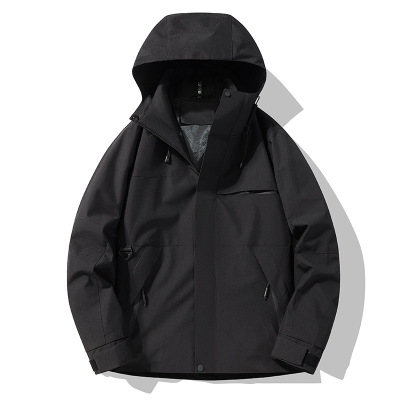 男装户外冲锋衣男女同款防水防风登山服工装夹克男士连帽外套