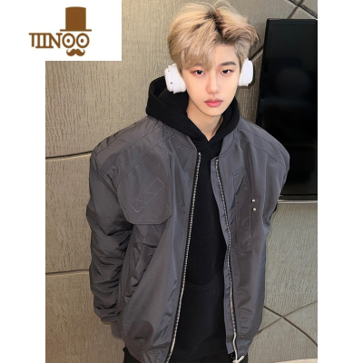 YANXU国潮美式复古棒球服高街vibe机能工装外套男设计感飞行员夹克