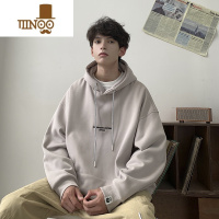 YANXU连帽卫衣男美式复古oversize潮牌宽松休闲刺绣帽衫外套