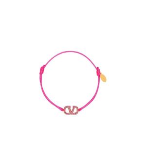 华伦天奴(Valentino)女款徽标手链时尚百搭配饰潮流个性精美耳饰 粉色