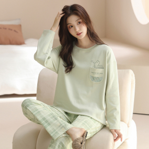 纯棉睡衣女款2025新款春秋季长袖全棉可外穿休闲家居服套装冬