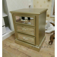 欧式床头柜实木储物柜 现代简约收纳柜 美式镜面床边柜卧室电话柜
