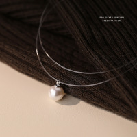 S999纯银人鱼之泪珍珠项链女轻奢简约小众设计吊坠高级感锁骨链送女朋友老婆情人节七夕生日礼物