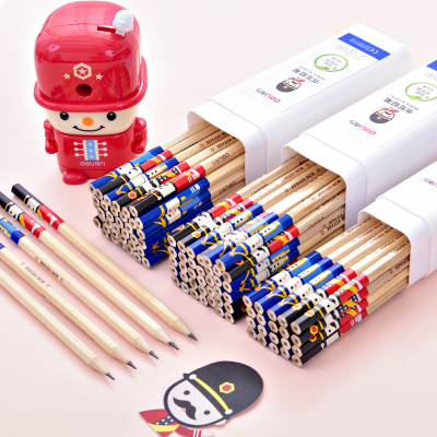 得力(deli）hb铅笔36支PP桶装原木小学生2B铅笔儿童幼儿园文具用品素描绘图绘画六角写字笔