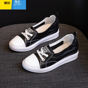 聚范小白鞋女浅口内增高2024春季纯皮百搭厚底白色板鞋夏季新款