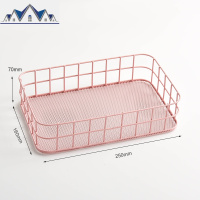 ins铁艺收纳筐女学生宿舍桌面零食收纳篮化妆品置物篮浴室储物篮 三维工匠