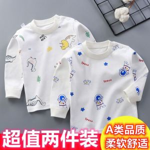 春秋季单秋衣中小童长袖T恤男童女童秋衣肩扣单上衣