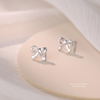 小众设计S999纯银蝴蝶结五角星耳钉女简约百搭甜美气质耳饰批发送女朋友老婆情人节七夕生日礼物