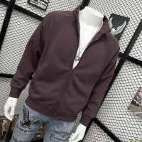 秋季男士新款立领拼接商务休闲夹克外套简约纯色修身开衫卫衣欧货