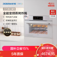 老板(ROBAM)盐系G1系列蒸烤炸一体机 55L黄金大容量 老板蒸烤炸焗一体机C90A-G1(白色)