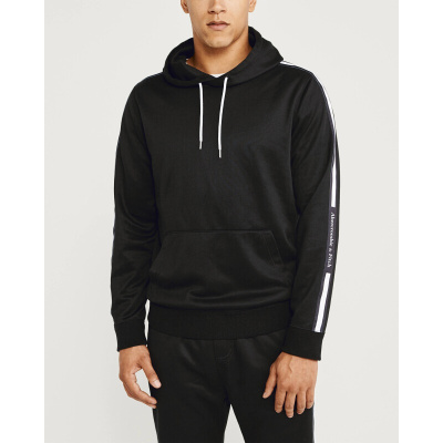 珂卡慕(KEKAMU)美国AbercrombieFitch男AF潮休闲运动套头帽衫条纹连帽卫衣套装黑色单件连帽卫衣0864-900XS（国内现货）