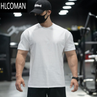 HLCOMAN短袖t恤男兄弟2024年夏季新款潮流垫肩显肌肉休闲圆领吸湿运动短T