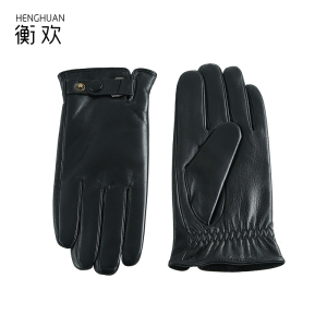 衡欢(HENGHUAN)羊皮触摸屏真皮手套加绒加厚手套 RZ-ST10/双 黑色