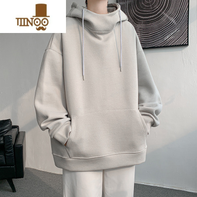 YANXU540g卫衣加绒oversize大码高领连帽高克重硬挺外套男款