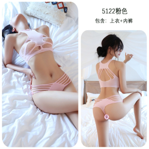 长夜漫漫情趣内衣欧美性感分体套装纯欲风三点交叉比基尼网衣5122