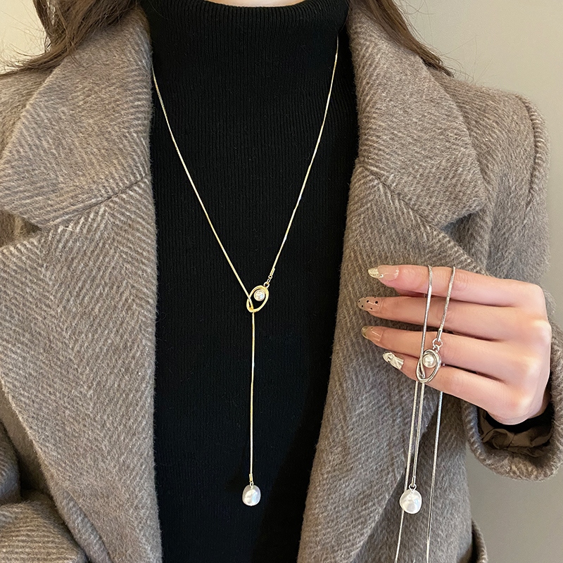 可调节长款吊坠毛衣链轻奢高级感毛衣配饰珍珠项链女2025新款送女朋友老婆情人节七夕生日礼物