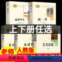 [人教版]九年级上册+下册全5册 [正版]九年级上册下册必读名著初三5本 初中语文课外书阅读书籍 艾青诗选水浒传简爱原著
