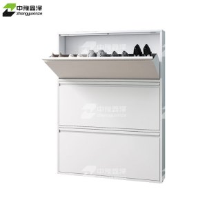 中豫鑫泽 ZYXZ4022018 钢制翻斗鞋柜简约现代收纳柜白色三斗