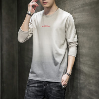 男装长袖T恤男秋冬季ins潮流渐色休闲修身圆领纯棉长袖T恤男