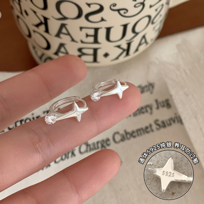 纯银锆石星芒耳扣时尚百搭独特2025新款耳环小众设计感耳钉女送女朋友老婆情人节七夕生日礼物