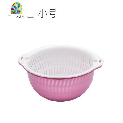 加厚双层洗菜盆厨房沥水筐家用大号圆形水果篮洗菜篮子 FENGHOU 蓝色中号