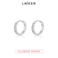 S925纯银锆石圆圈耳环女简约高级素圈耳圈百搭耳扣养耳洞耳钉耳饰送女朋友老婆情人节七夕生日礼物