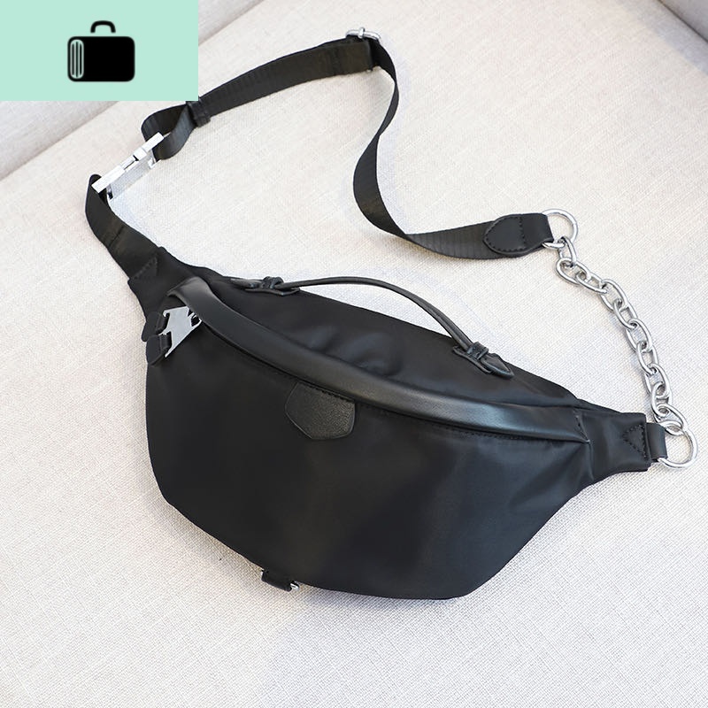 今年流行新款尼龙布休闲单肩斜挎胸包百搭时尚牛津布腰包蹦迪包女NEW LAKE女斜挎包