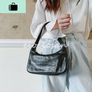 欧美时尚腋下包2020新款肯豆同款小包复古手拎单肩hobo法棍饺子包NEW LAKE 黑色女士单肩包 黑色