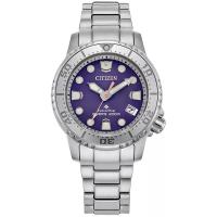 西铁城(CITIZEN)女款石英防水运动手表蓝盘不锈钢表带36.5mm适用于水上活动