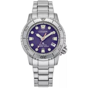 西铁城(CITIZEN)女款石英防水运动手表蓝盘不锈钢表带36.5mm适用于水上活动