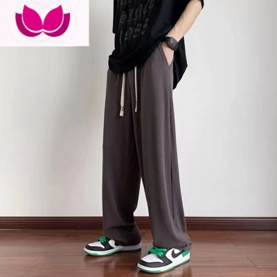 七斓日系复古裤子男ins潮牌夏季薄款直筒阔腿裤高街坠感慵懒休闲长裤