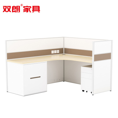 双朗 屏风工位含床和柜0.8mm SF241518G 1.8*1.8*1.2m 白+橡木色 套