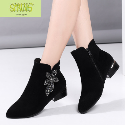 2019新款春秋单靴女鞋子软底磨砂真皮小短靴女平底百搭大码女靴子语娄