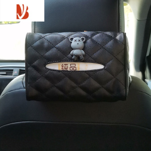 三维工匠黑色车载纸巾盒挂式遮阳挡扶手箱车上汽车内用抽纸盒可爱创意男士 黑色-灰色XX熊