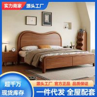 法式复古实木床1.8米双人床主卧大床中古风1.5米软包床婚床