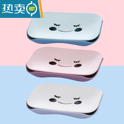 敬平香皂盒肥皂盒创意北欧沥水个性可爱家用免打孔壁挂式卫生间置物架 笑脸款(三个装)