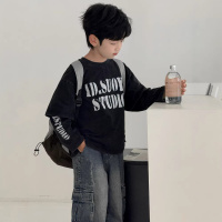 男童春秋款长袖T恤2026新款儿童上衣t大童春季男孩春装帅气打底衫