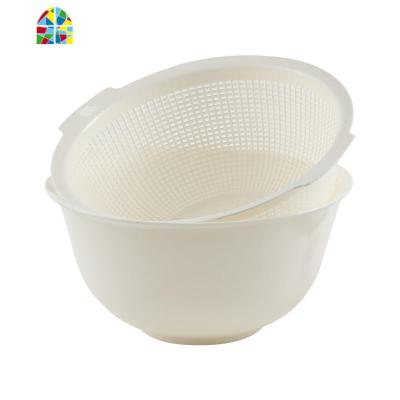 双层水果盆洗菜篮子洗菜盆厨房创意沥水盆子客厅塑料淘米篮 FENGHOU (大号)白色