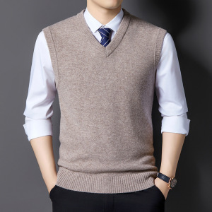 加厚羊毛衫男士背心秋冬季新款V领保暖纯羊毛打底毛衣男