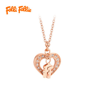 FOLLI FOLLIE 爱心镂空镶钻时尚项链(3N16T022RC)