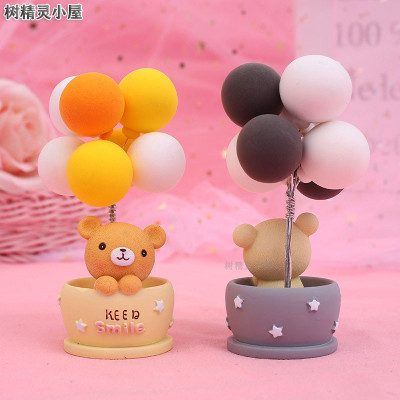 瑞仕兹创意ins风告白气球小熊兔子汽车摆件车内饰品可爱家居装饰品送闺蜜朋友同学桌面摆件浪漫少女心可爱卡通房间布置礼物